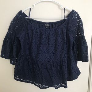 Off Shoulder Dark Blue Lace Top